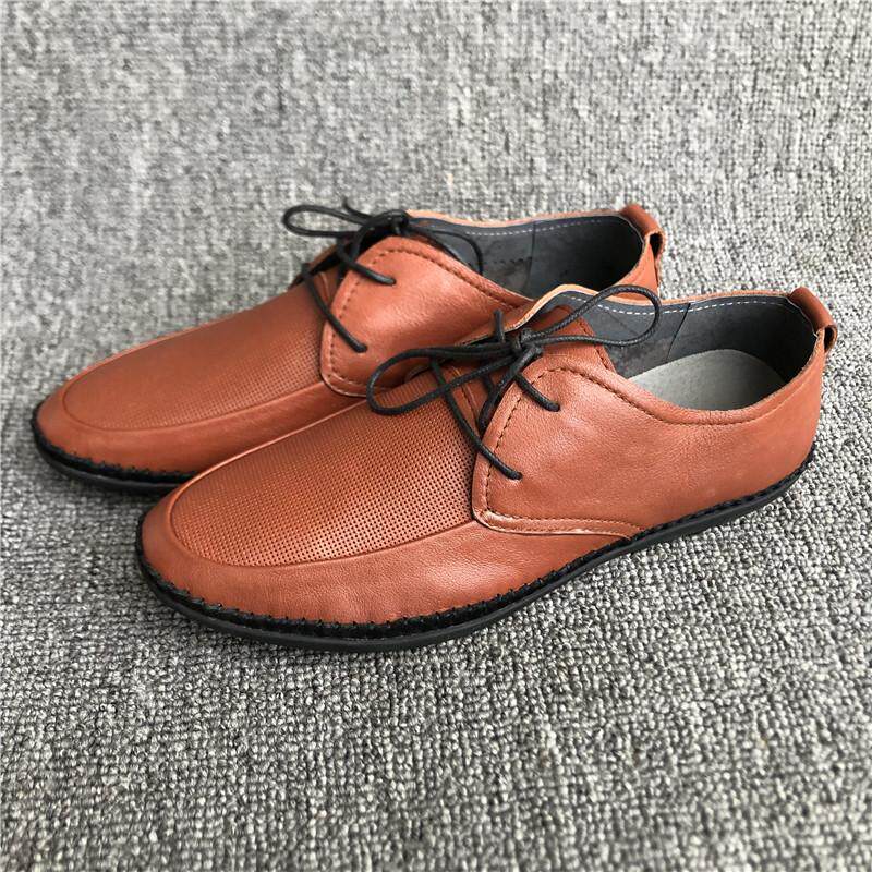 撤柜尾货公牛真皮男鞋[偏小】特价清仓春秋透气软皮系带休闲皮鞋