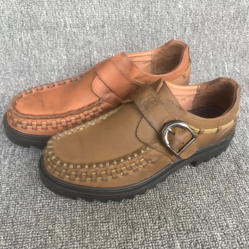 偏大尾货清仓真皮男鞋春秋透气软皮搭扣纯手工休闲皮鞋中年爸爸鞋