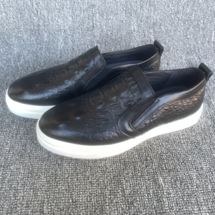 微瑕疵真皮男鞋断码特价春秋黑色百搭一脚蹬懒人皮鞋中老年爸爸鞋