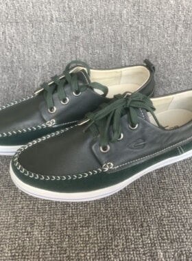 撤柜尾货真皮男鞋春秋系带休闲皮鞋透气软皮低帮鞋绿色时尚潮流