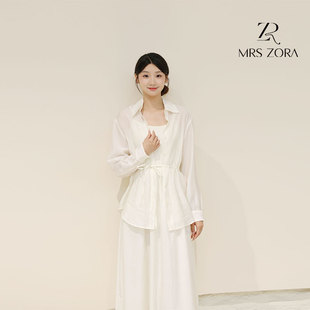 MRS 女白色衬衣吊带裙仙气组合53ATZ1012 ZORA佐拉2025新款 套装