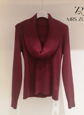 MRS ZORA佐拉新款翻领针织衫红色修身气质款61AZZ1002