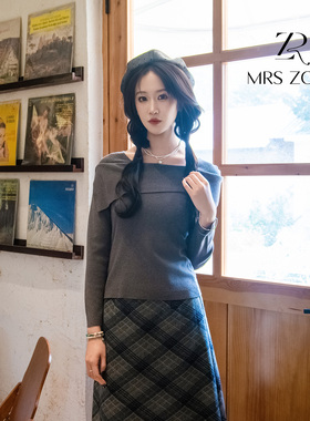MRS ZORA佐拉打底衫秋冬季不规则内搭毛衣露肩长袖上衣53CZZ1179