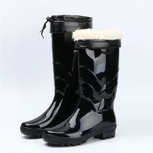 保暖雨鞋 男中筒 加棉 可拆卸水鞋 雨鞋 雨靴防滑高筒胶鞋 秋冬加绒