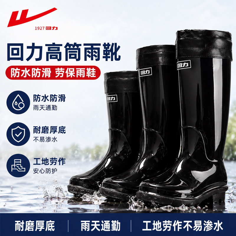 回力四季可穿防水雨鞋牛筋底图片