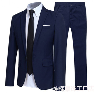 厂家黑色男式休闲商务西装男士西服套装韩版职业正装工作服