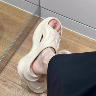 网红厚底拖鞋 女夏季 外穿沙滩海边增高踩屎感防滑臭时尚 百搭凉拖鞋