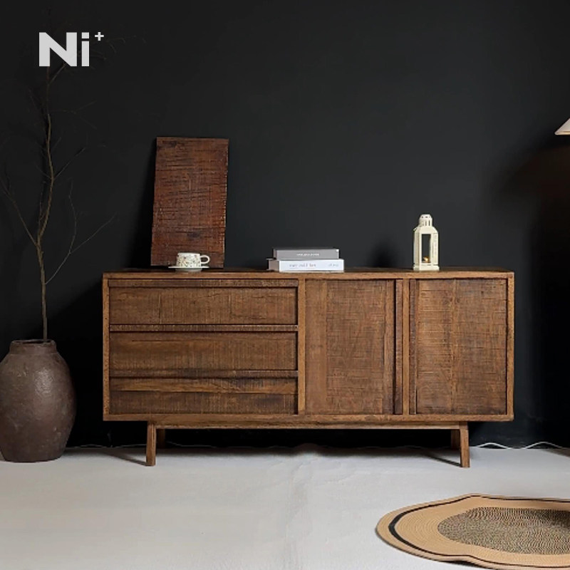 Ni+尼家侘寂风边柜日式复古实木斗柜中古餐边柜家用民宿玄关柜子