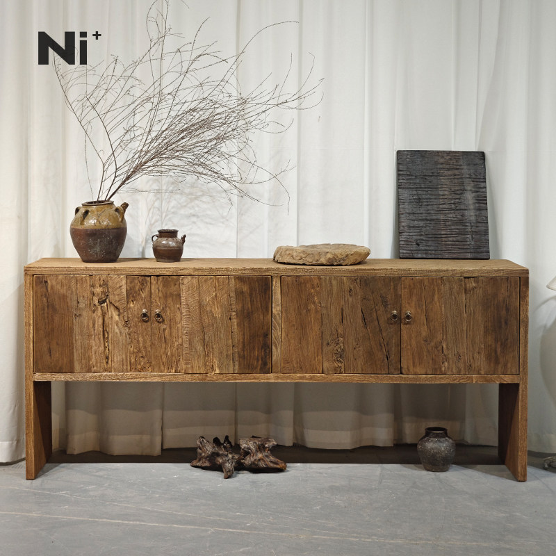 Ni+尼家侘寂风边柜老木装饰柜实木餐边柜中古民宿会所矮柜玄关柜