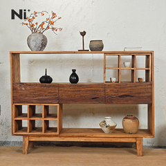Ni+尼家侘寂风茶杯架博古展示架边柜实木储物架餐边柜民宿茶室柜