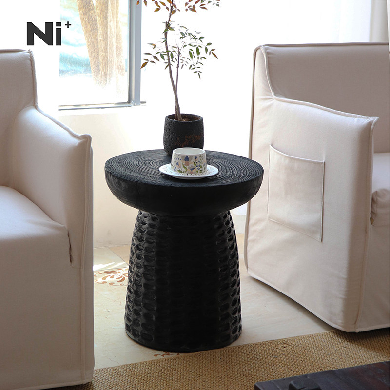 Ni+尼家实木边几中古风客厅家用设计师复古风民宿角几侘寂风茶几