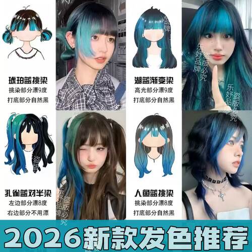 2026新款流行挑染MP同款午夜蓝染发膏刘海染摇滚蓝挂耳在家染发剂