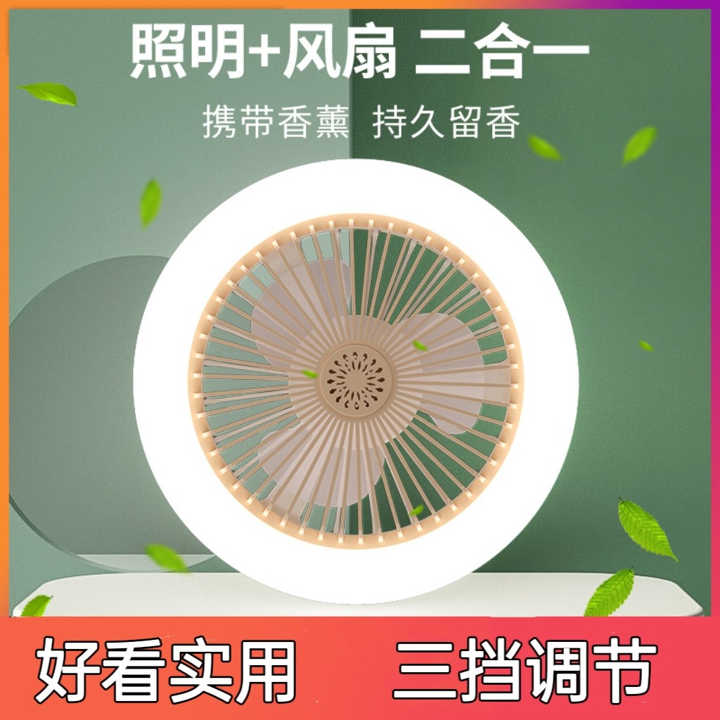 E27新款led新品螺口吸吊两用型小型风扇灯吸顶吊扇厨卫阳台灯创意 - 实物图