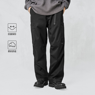RESTICK 定番日系复古抗皱CARGO工装裤男秋季卡其色直筒休闲长裤