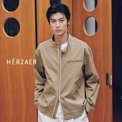 RESTICK卡其色立领底特律夹克
