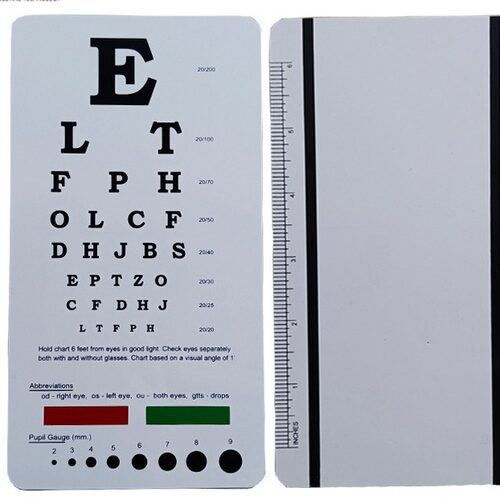 Standard Thick PVC Eye Chart Ophthalmic Ruler Set for Home