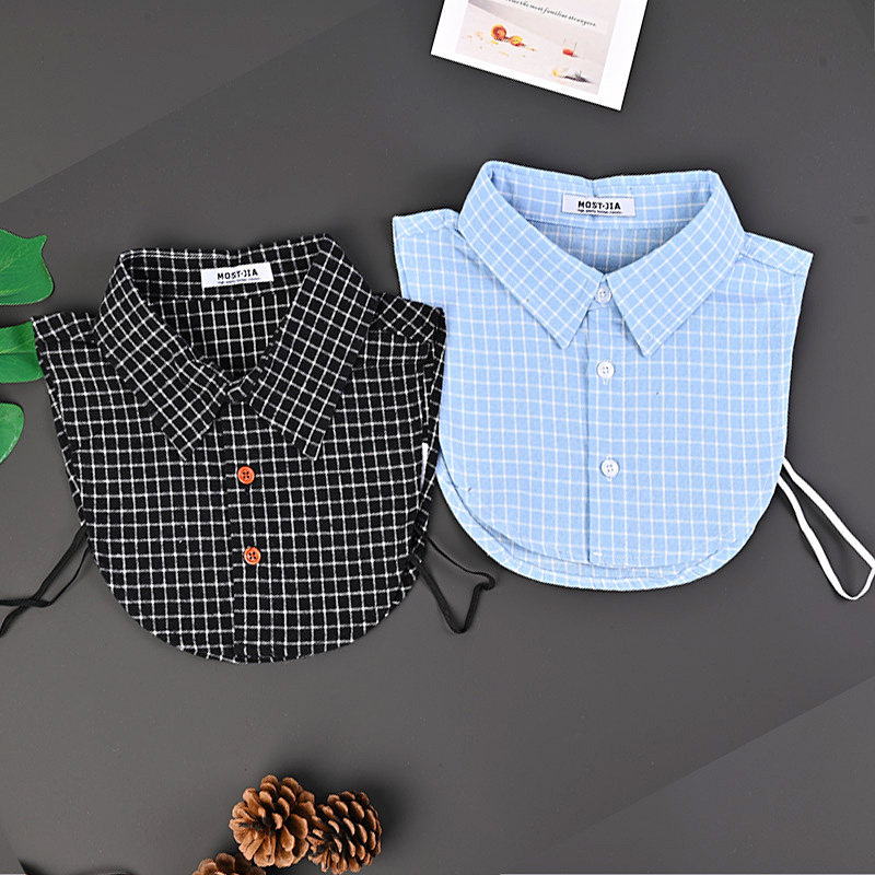 儿童假领子男女宝宝棉衬衣领百搭衬衫领秋冬装饰领韩版格子假衣领