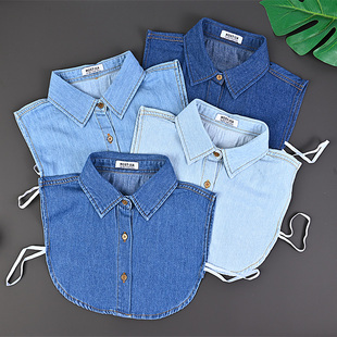 2025年新款牛仔假领子水洗全棉牛仔领子女百搭衬衫领男衬衣领领子