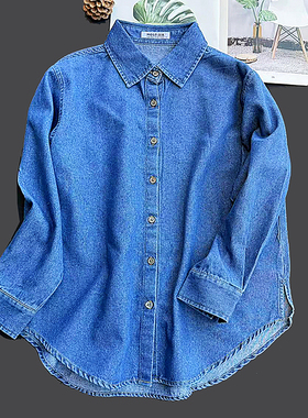 柜货！2025春新款牛仔上衣全棉水洗牛仔衬衫衬衣男女情侣叠穿蓝色