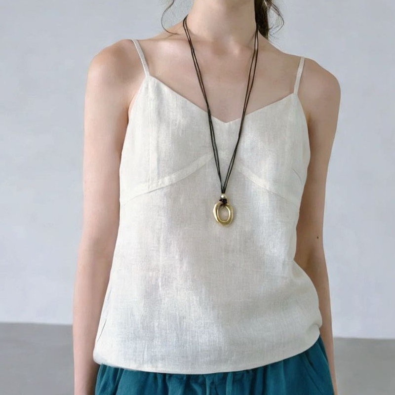 高货！100汉麻带胸垫双层吊带防凸点背心女夏季内搭