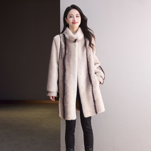 可洛芙环保皮草毛毛外套仿水貂2026新款女款中长款冬季高级感宽松
