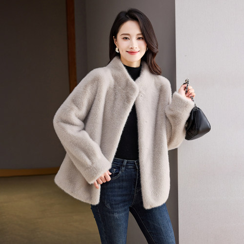 CLVR天鹅绒短款皮毛一体皮草