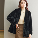 仿欧貂毛茸茸大衣 时尚 毛毛外套皮毛一体皮草女环保毛新款 秋冬长袖