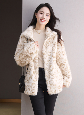 2025超火皮草外套女立领年轻版海宁时尚毛毛环保贵气毛茸茸水貂绒