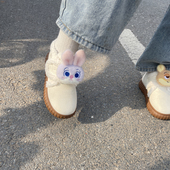 皮毛一体圆头休闲短筒棉鞋 朱迪尼克保暖厚底雪地靴女2025冬季 新款