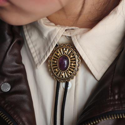 大款古金色美式复古波洛领带男