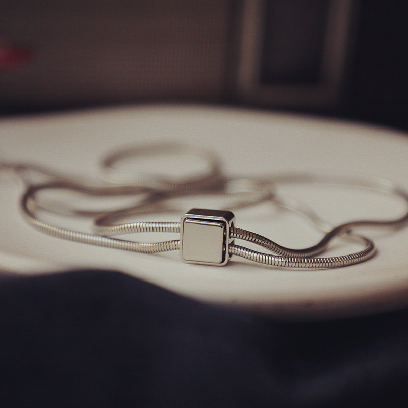 简约小款 复古小清新方块小众搭配钢链波洛领带 男女同款韩版学院