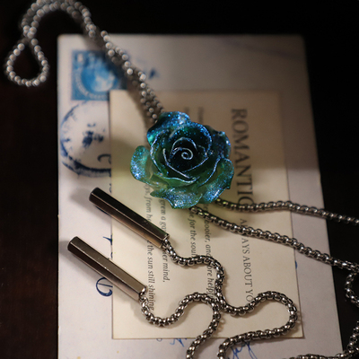 蓝玫瑰复古简约树脂波洛领带