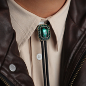 TIE 西部牛仔BOLO 青影 原创手作复古宝石墨绿墨蓝波洛领带男