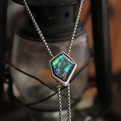 不规则复古鲍贝纹简约波洛领带