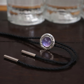 BOLO 鲛人泪 复古简约浅紫微闪显白波洛领带 TIE纯色西部牛仔风