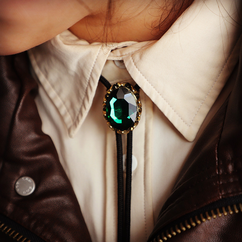 复古美式蓝色红色波洛领带