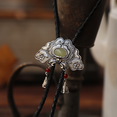 汤公子古银色合金仿玉髓波洛领带