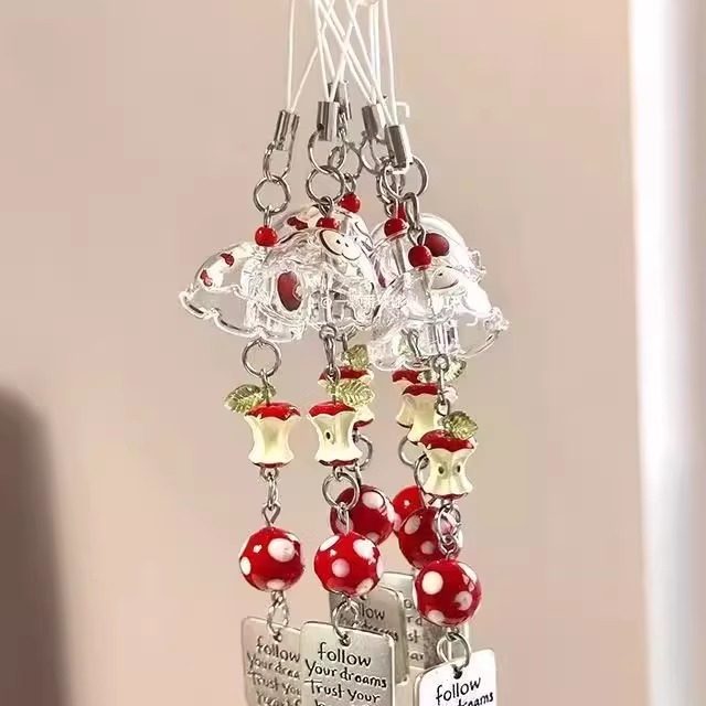 苹果风铃可爱小众手作串珠手机链