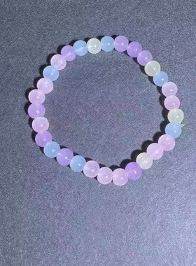 彩虹糖果色七彩柱石猫眼石款手链