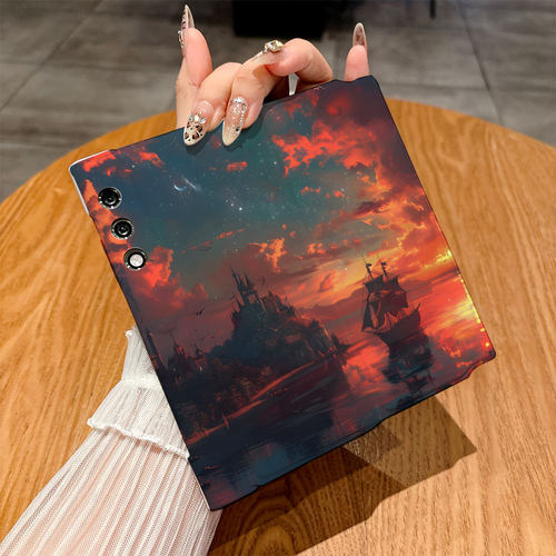 适用荣耀Vpurse手机壳Magicvs/Magicv2至臻版/Magicv5翻盖皮套Magicv2防摔Magicvs2仿皮Magicvs3插画Magicv3