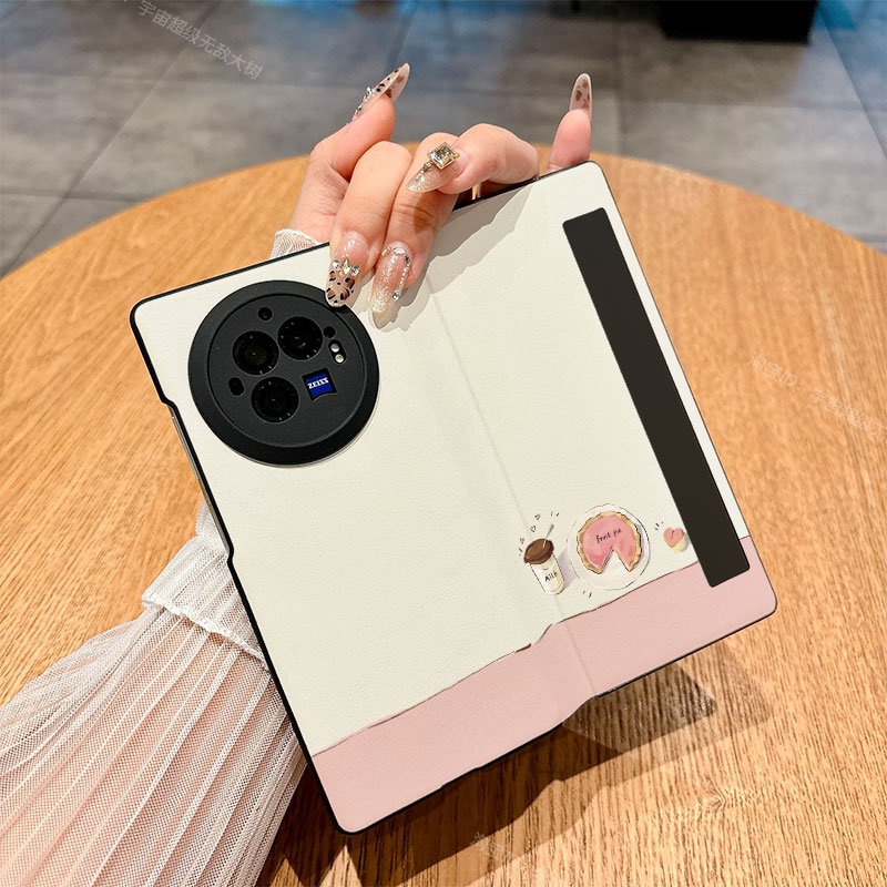 适用vivoXfold3手机壳Xfold＋/Xfold5/Xfold3pro翻盖皮套Xfold卡通Xfold5pro个性插画仿皮彩绘防摔保护套新款