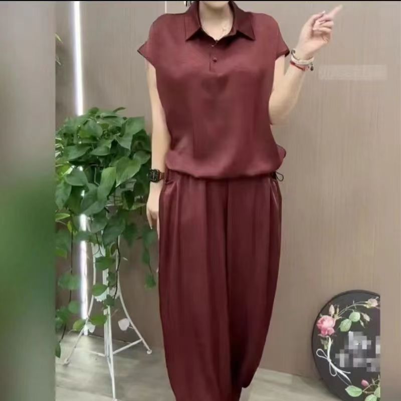 妈妈装夏季套装女薄款宽松版时尚中老年女装
