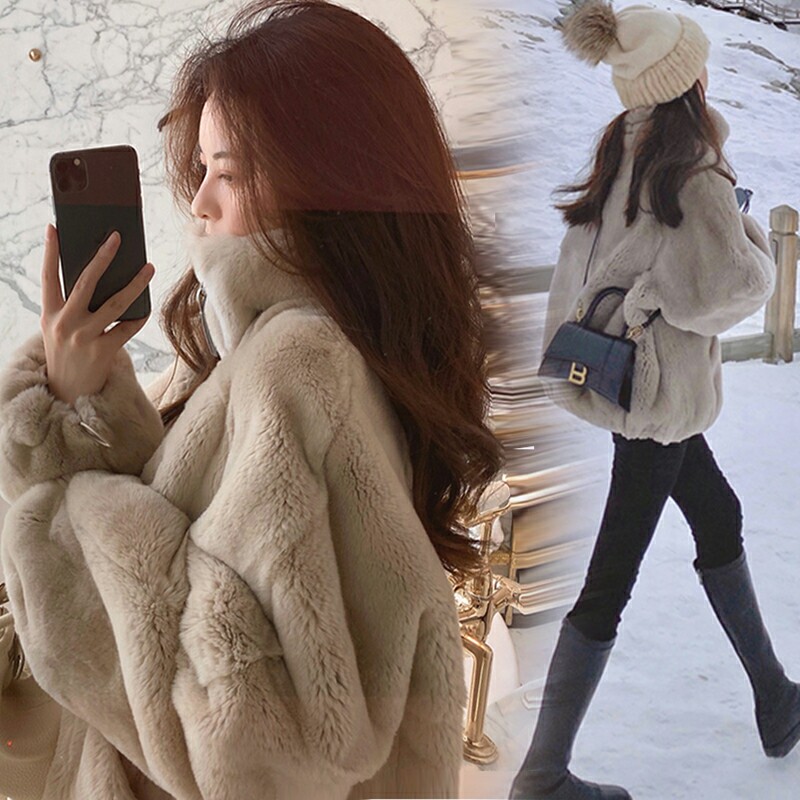 임산부 양고기 모피 코트 여성 가을 겨울 새로운 흰색 양고기 벨벳 두꺼운 작은 향기 짧은 후드 탑