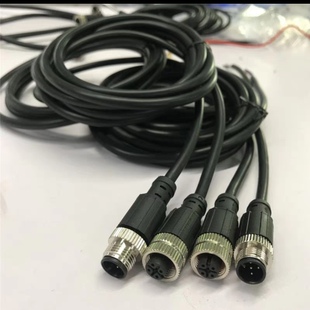 M12连接器航空插头带线4芯5芯8芯12芯17芯传感器公母头注塑连接线