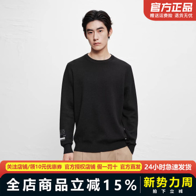 太平鸟男装毛衣潮流高级感秋冬羊毛商务修身圆领打底衫B1EBC4255