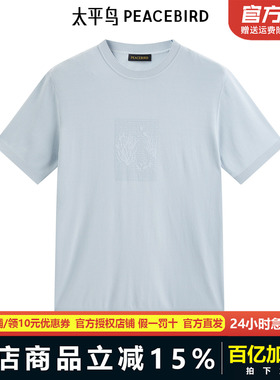 太平鸟男装印花针织T恤夏新款圆领修身体恤B1EEE2417