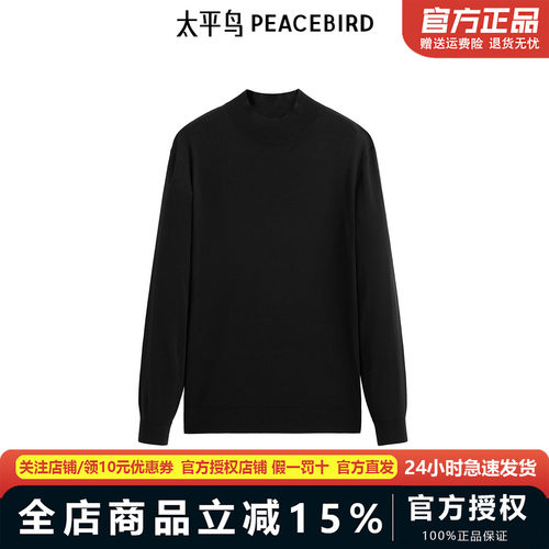 【商场同款】太平鸟男装毛衣冬季新绵羊毛半高领针织衫 B1EBE4B12