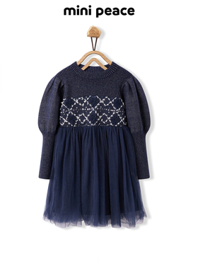 【公主系列】MINIPEACE太平鸟童装女童公主裙冬季新款儿童毛衣裙