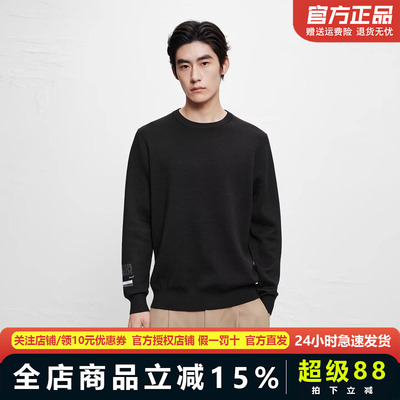 太平鸟男装毛衣潮流高级感秋冬羊毛商务修身圆领打底衫B1EBC4255