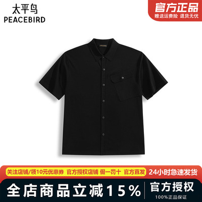 太平鸟男装POLO衫25夏季新款宽松缝标T恤 B1EDF2427